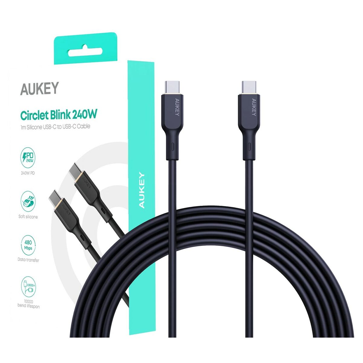 USB-кабель Aukey CB-SCC241 Чёрный 1 m 240 W